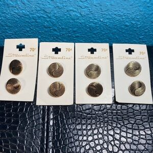 5 for $10: 8 Streamline Gold Swirl Button Set approx 3/4” each